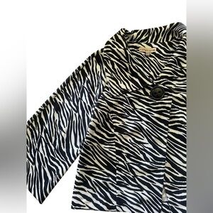 Notations Cropped Jacket - Womens Size Large - Zebra Print